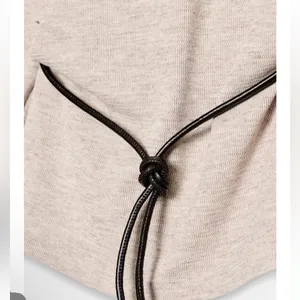 Zara NWT asymmetrical long sleeve top faux leather tie belt light beige marl thumbnail 9