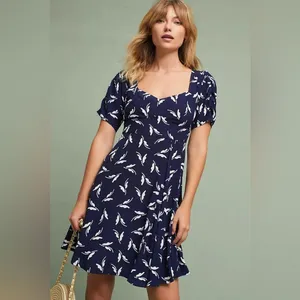NWT Anthropologie Maeve Fern Ruched Dress 4 Fit & Flare Button Down Cottagecore thumbnail 3