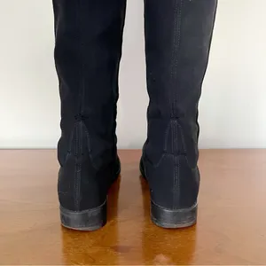 Stuart Weitzman • 5050 Stretch Suede Boots black tall low heel knee high otk thumbnail 11