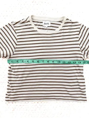 MATE the Label Cropped Striped Crewneck Tee Olive S thumbnail 6