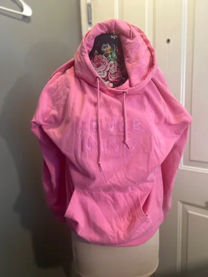 Empyre Pink Hoodie Large NEVER MIND Tonal Embroidered Oversized Skater Grunge thumbnail 1