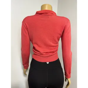 Vintage Grey Deer Coral Pink Wool Cardigan Polo Collar Button Front Sweater 36 thumbnail 6