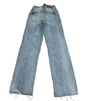 Judy Blue Women's High Waist Straight Jeans Raw Hem Size 0 Medium Wash thumbnail 7