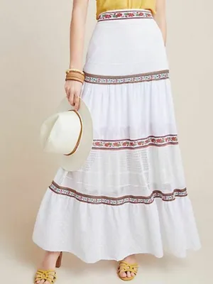 Anthropologie x Cecilia Prado Lori Tiered Maxi Skirt boho Gypsy size xs thumbnail 9