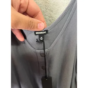 Monrow x Revolve‎ Vintage Gray Henley Romper Soft Jersey Sleeveless Lounge M NEW thumbnail 4