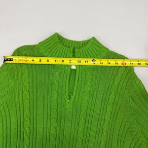 First Issue by Liz Claiborne Lime Green Cable Knit 1/4 Zip Mock Neck Sweater Lar thumbnail 4