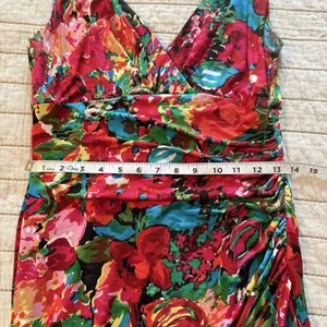 Lauren Ralph Lauren Faux Wrap Dress Sz 6 Floral Stretch Vibrant Jersey‎ Ruched thumbnail 10