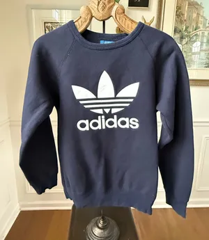 Adidas Navy Blue Trefoil Logo Sweatshirt S thumbnail 1