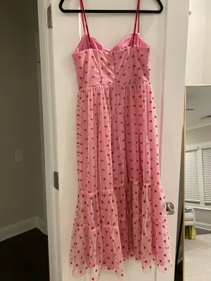 Betsey Johnson Heart Dress Pink Midi Size 8 thumbnail 2