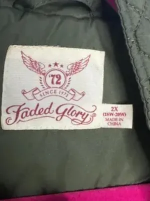 Vintage Faded Glory Olive Green Quilted Jacket, Women's 2X Full Zip Utility Coat thumbnail 6