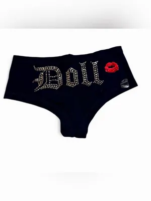 Pussycat Dolls Las Vegas Branded Black Rhinestone Boy Shorts Sz M NWT thumbnail 5