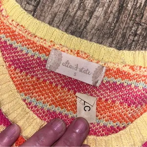 Altar'd State Pink and Orange Knit Retro Sweater Small thumbnail 4