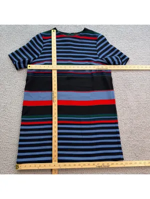 Zara Woman Multicolor Striped Shift Mini Dress Size Large Short Sleeve thumbnail 3