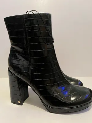 Maya Black Croc Embossed  Platform Boot thumbnail 1