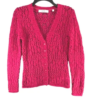 Joie Vara Alpaca Blend Cardigan Sweater Womens XS Pink Open Knit Feminine Cozy thumbnail 1