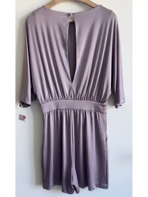 Halston Heritage Mauve Open Back Batwing Sleeve Romper Size 10 thumbnail 5