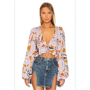 For Love & Lemons Esmeralda Crop Top - Multi Orange S $135‎ thumbnail 3