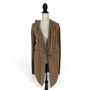Elaine Kim Convertible Hooded Cardigan Sweater Zip Hem Cotton‎ Size P thumbnail 2