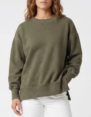 Aerie Womens Oversized Crewneck Sweatshirt Olive Green Size M thumbnail 1