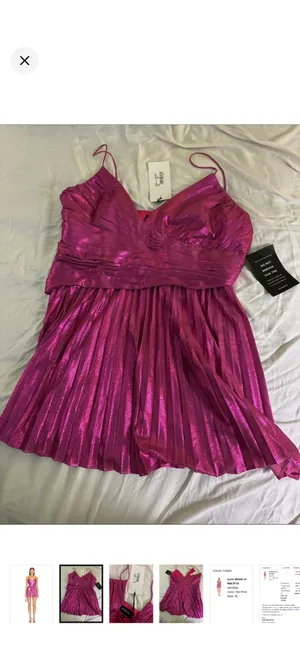 Hot Pink Metallic Retrofete Dress thumbnail 2