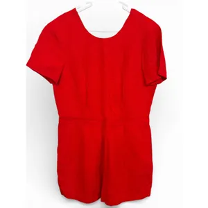 Banana Republic Red Short Sleeve V-Back Tailored Romper Playsuit Size 10‎ NEW thumbnail 3