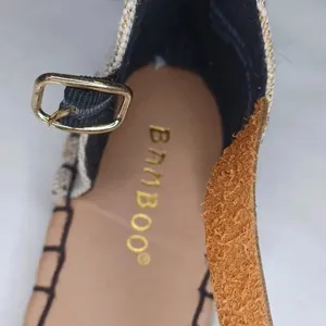 Bamboo black rattan espadrille boho casual chic sandals thumbnail 5