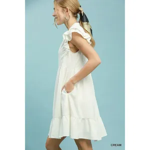 Umgee Ruffle Sleeve Babydoll Dress - Large thumbnail 2
