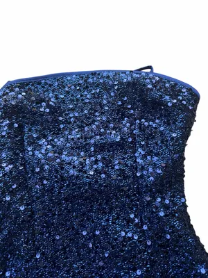 NEW Edikted Kiara Strappy Sequin Mini Dress Party Navy Blue Purple formal thumbnail 5