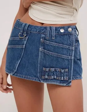 Free people Adele denim skort thumbnail 1