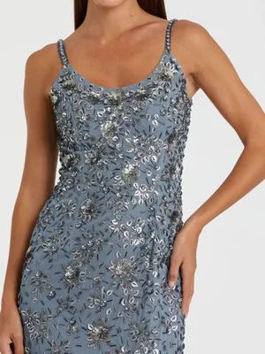Mac Duggal 5477 Slate Blue Embellished Scoop Neck Gown sz 2 thumbnail 2