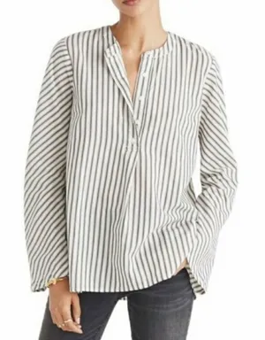 Madewell Brighton Striped Popover blouse top‎ Flare Sleeve size large thumbnail 1