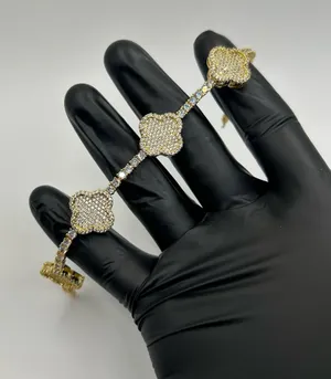Kay Jewelers Moissanite Clover Tennis Bracelet VVS1 Gold New Insane Quality 8 Inch 3mm thumbnail 1
