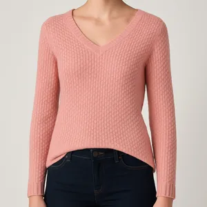Algo Bonito Size S Pink Textured Knit SweaterV-Neck | Made in Spain/(A188)✨ thumbnail 2