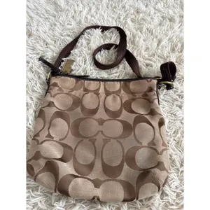 Coach Signature C Monogram Canvas Brown Leather Crossbody "Duffle" Purse‎ thumbnail 4