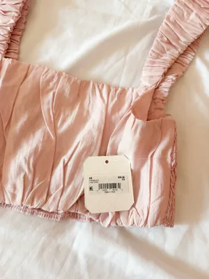 Light Pink Ruched Cropped Tank Top Size XS thumbnail 3