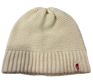 The North Face Womens‎ Cream Chunky Knit Beanie Hat Off White One Size Ribbed thumbnail 1