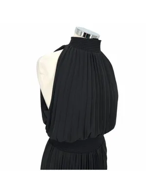 Halogen Pleated Sleeveless Cocktail Party Dress Black Size Large NWOT thumbnail 3