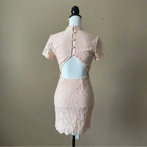FOREVER 21 | Pink Lace Open Back Bodycon Dress Sz S thumbnail 6