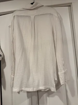 We The Free free people oversized White Button-Down‎ Textured Shirt medium thumbnail 5