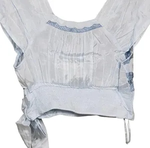 Free People Womens XS Sahara Embroidered Crop Top Blue NEW thumbnail 7
