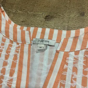 Tyler Boe Wmns Orange White Stripe Linen Blend Claudia Dress Sz M Casual Beachy thumbnail 5