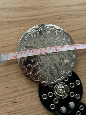 Vintage Wide Faux Leather Belt with Concho Discs Adjustable Roses Details thumbnail 7