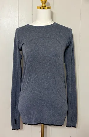 Lululemon Swiftly Tech Long Sleeve Shirt 2.0 Gray Black Trim Size 8 thumbnail 1