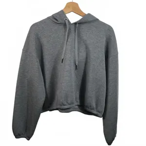 Spanx AirEssentials Cinched Crop Hoodie Sweatshirt Heather Gray Women Size Large thumbnail 2