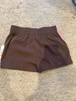 Brown athletic shorts with pink stripes and bows thumbnail 3