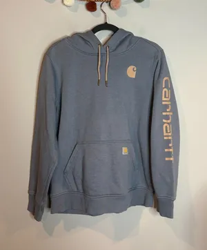 Carhartt Women's blue logo hoodie thumbnail 1