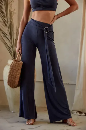 12th Tribe Tiki Navy Belted Trousers w/ Tiki Navy Crop Top thumbnail 4