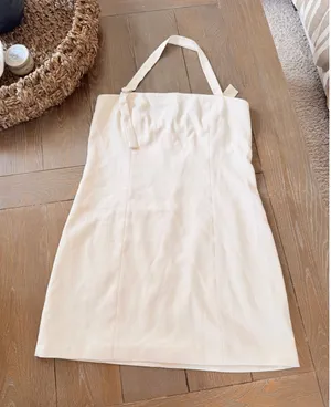 Abercrombie & Fitch Halter Mini Dress Women Cream Large Tall thumbnail 1