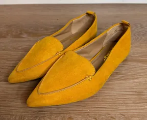 Lulu’s Emmy Mustard Yellow Suede Pointed-Toe Loafers, Size 5.5 thumbnail 1