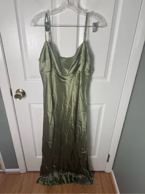 Reformation Kailyn Silk Dress in Artichoke 12 thumbnail 2
